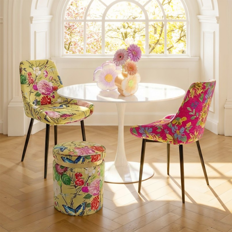 Stool Flower Fever Ø39cm yellow Kare Design