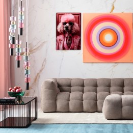 Wandfoto roze poedel 40x50cm Kare Design