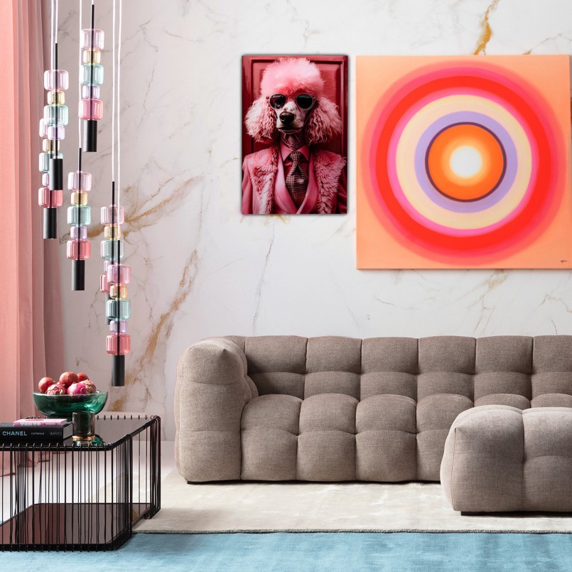 Wandfoto roze poedel 40x50cm Kare Design
