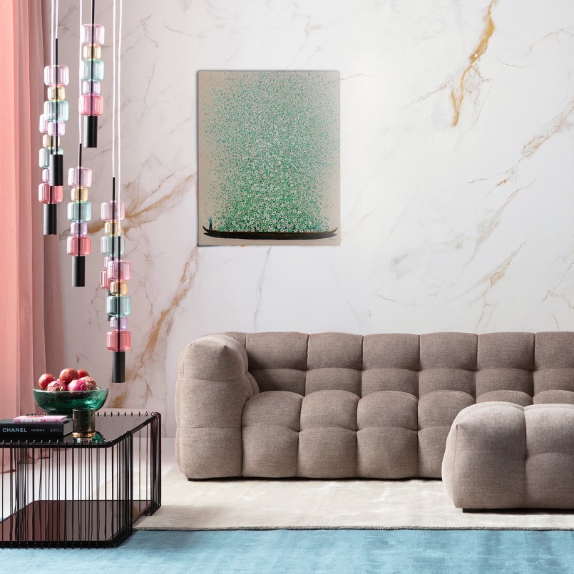 Schilderij Flower Boat 40x50cm beige en groen Kare Design