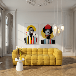 Wandfoto retro vrouw geel 80x120cm Kare Design
