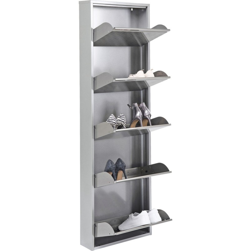 Shoe Container Caruso silver brushed 5 drawers Kare Design