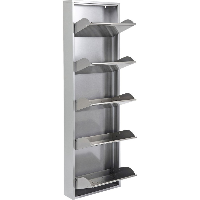 Shoe Container Caruso silver brushed 5 drawers Kare Design