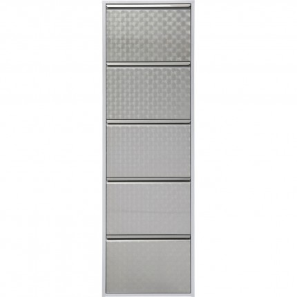 Shoe Container Caruso silver brushed 5 drawers Kare Design