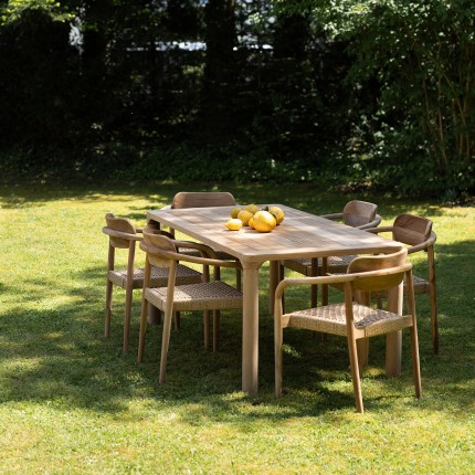 Tuinmeubilair Bella tafel 200x10cm en 6 stoelen Kare Design