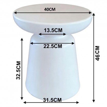 Bijzettafel Paco wit Ø41cm Kare Design