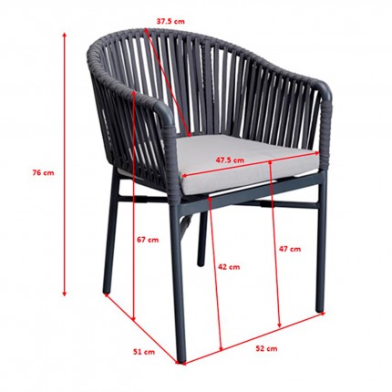 Tuinstoel met armleuningen Santanyi grijs Kare Design