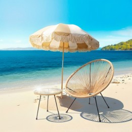 Parasol stripes beige and white Ø220cm Kare Design
