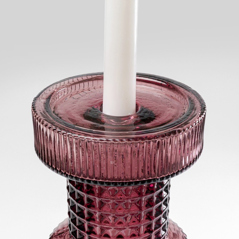 Grey and pink glass candlestick - Marvelous - Kare Design