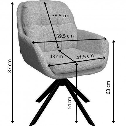 Swivel chair with armrests Molly yellow Kare Design
