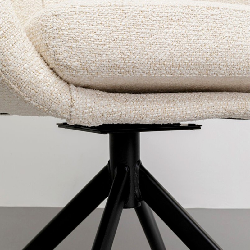 Draaibare fauteuil in crème geweven stof - Molly - Kare Design