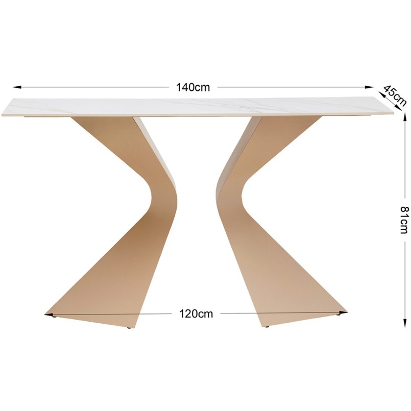 Console Gloria 140x45cm macchiato keramiek wit Kare Design