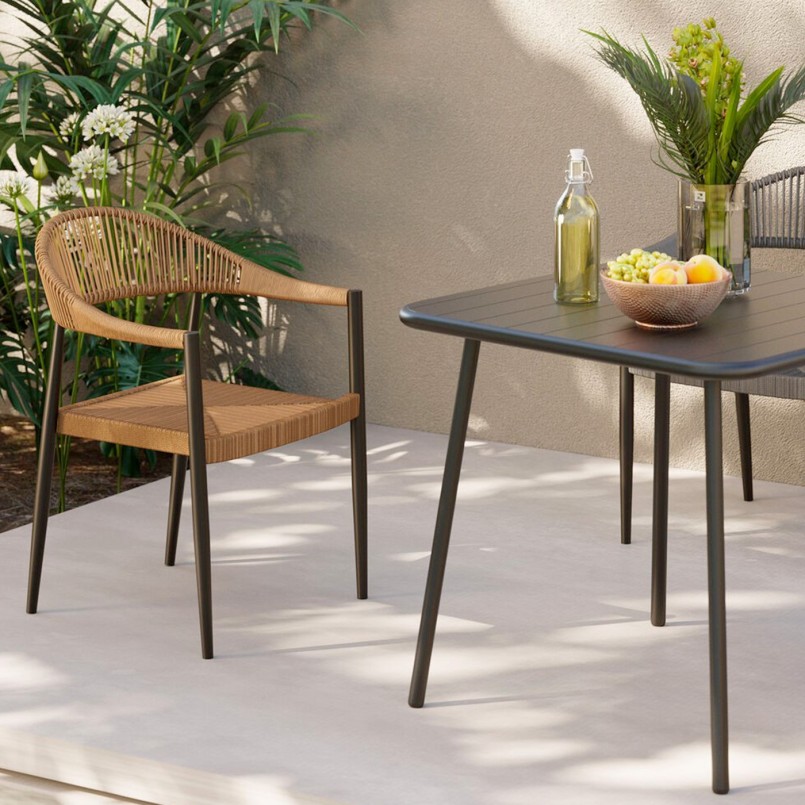 Tuinstoel met bruine armen - Palma - Kare Design