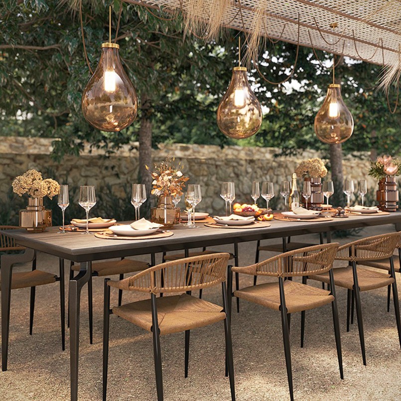 Tuinstoel met bruine armen - Palma - Kare Design