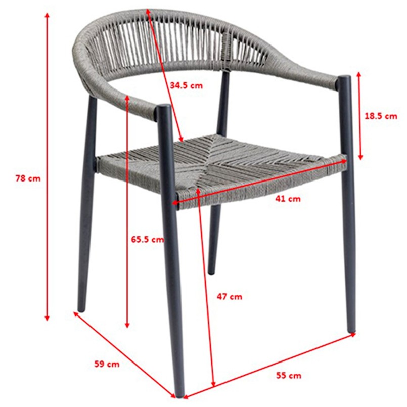 Grijze tuinstoel met armen - Palma - Kare Design