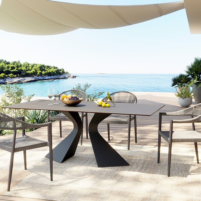 Grey garden chair with arms - Palma - Kare Design