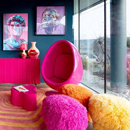 Kruk Plushy roze Kare Design