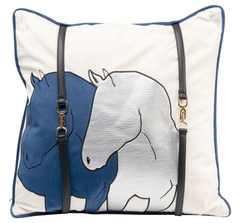 Cushion duo horse blue Kare Design