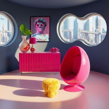 Draaifauteuil Eye Ball roze Kare Design