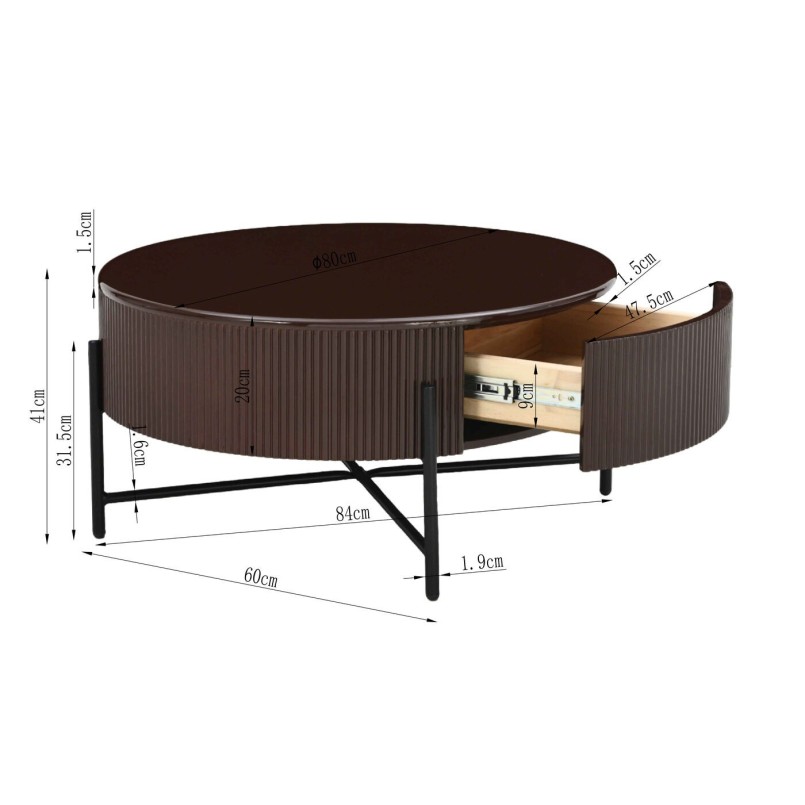 Table basse Riffle Ø80cm