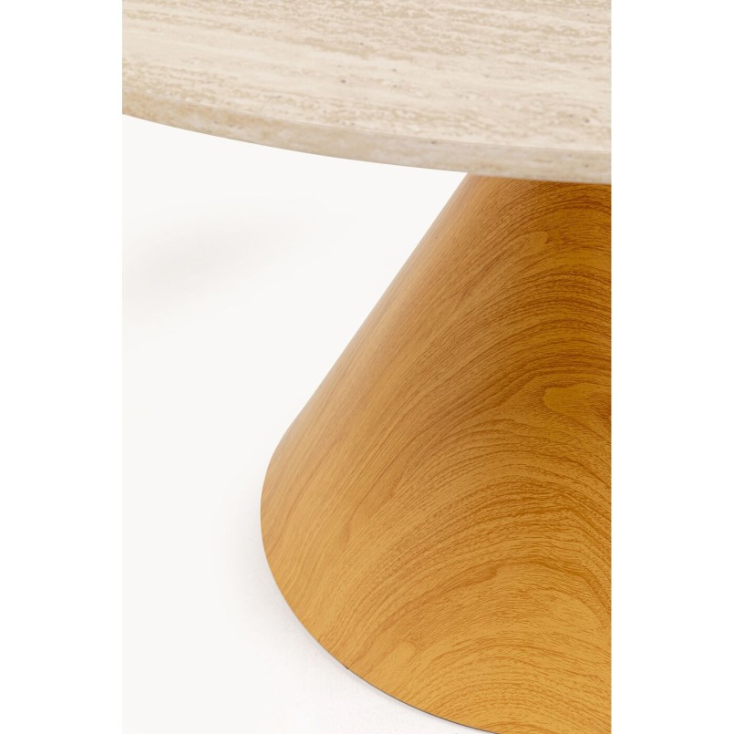 Table Cono Travertin chêne Ø120cm