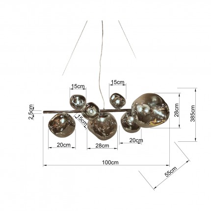 Pendant Lamp Burbuja chrome Kare Design