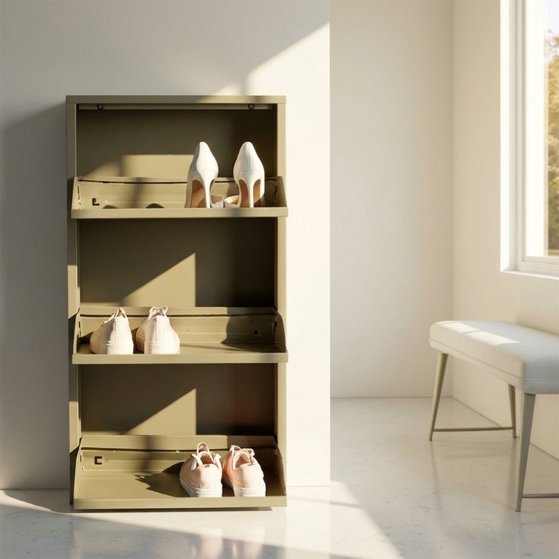 Schoenenkast Caruso kaki 3 laden Kare Design