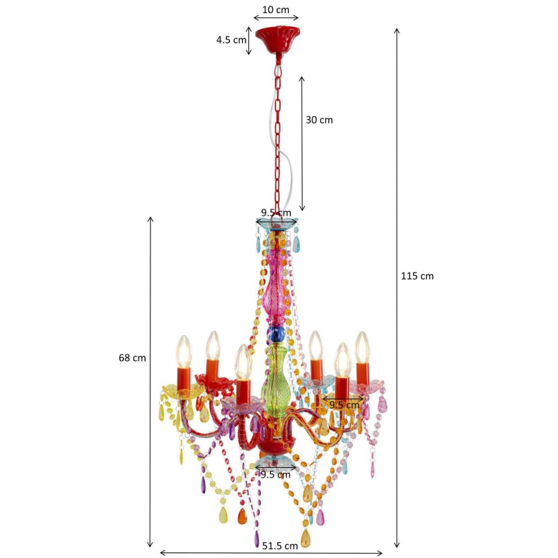 Hanglamp Starlight 6 armen Kare Design