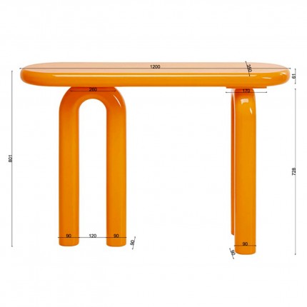 Console Eliano 120x35cm oranje Kare Design