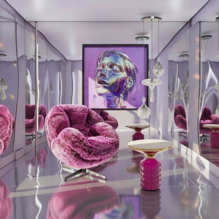 Schilderij paars gezicht 90x90cm Kare Design