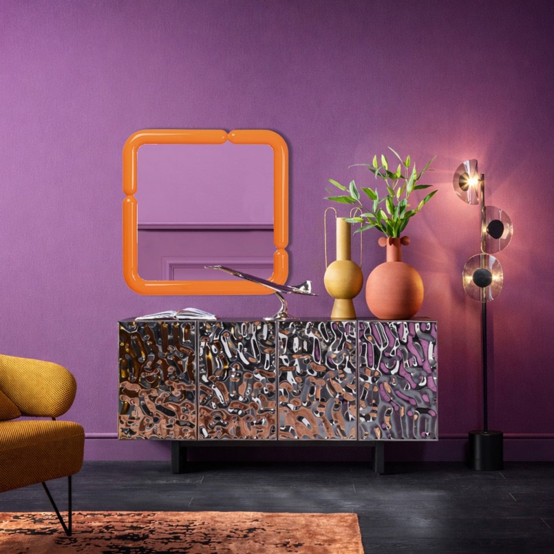 Spiegel Eliano 90x90cm oranje Kare Design