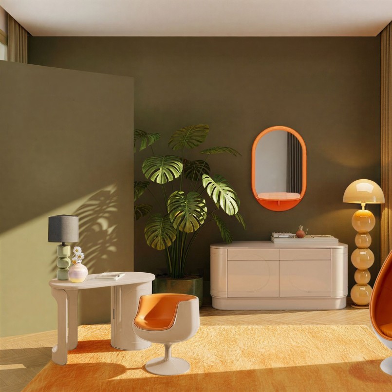 Swivel Armchair Club orange Kare Design
