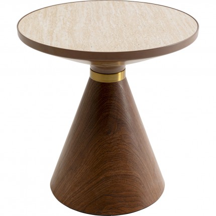 Bijzettafel Cono Travertino Ø50cm walnoot Kare Design