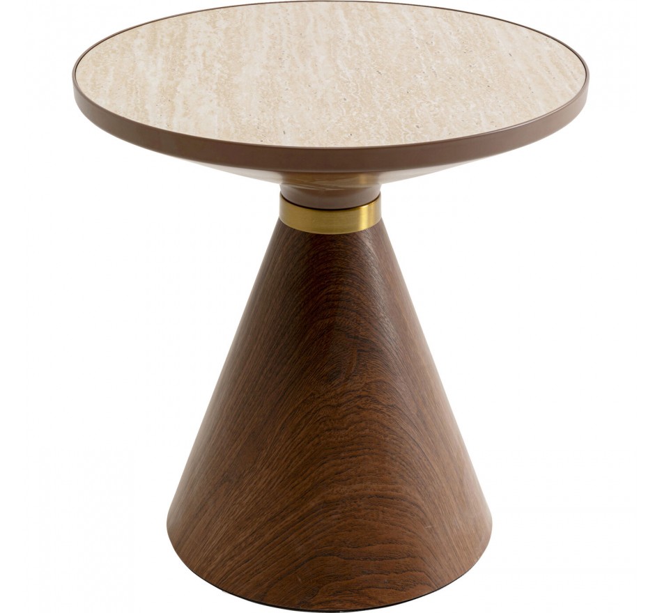Bijzettafel Cono Travertino Ø50cm walnoot Kare Design