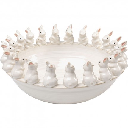 Serveerschaal witte konijntjes Ø40cm Kare Design