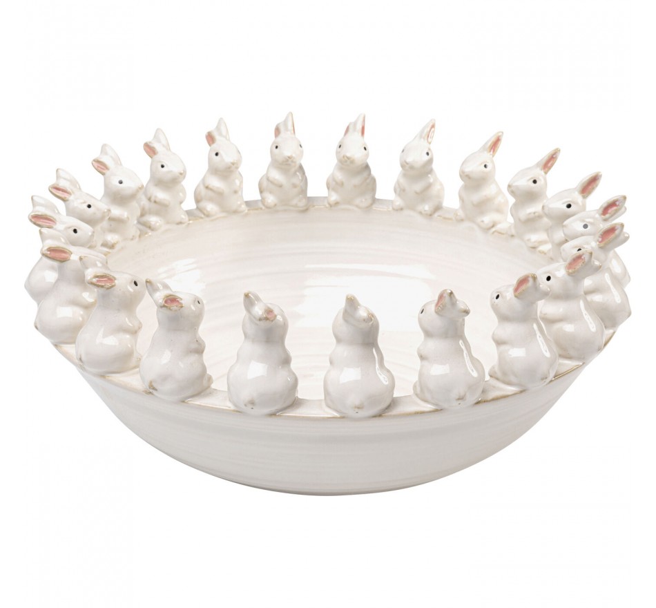 Serveerschaal witte konijntjes Ø40cm Kare Design