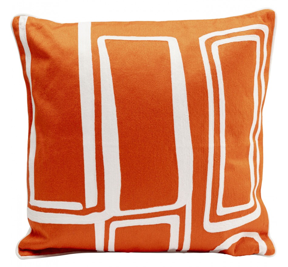 Kussen Arty oranje en wit Kare Design