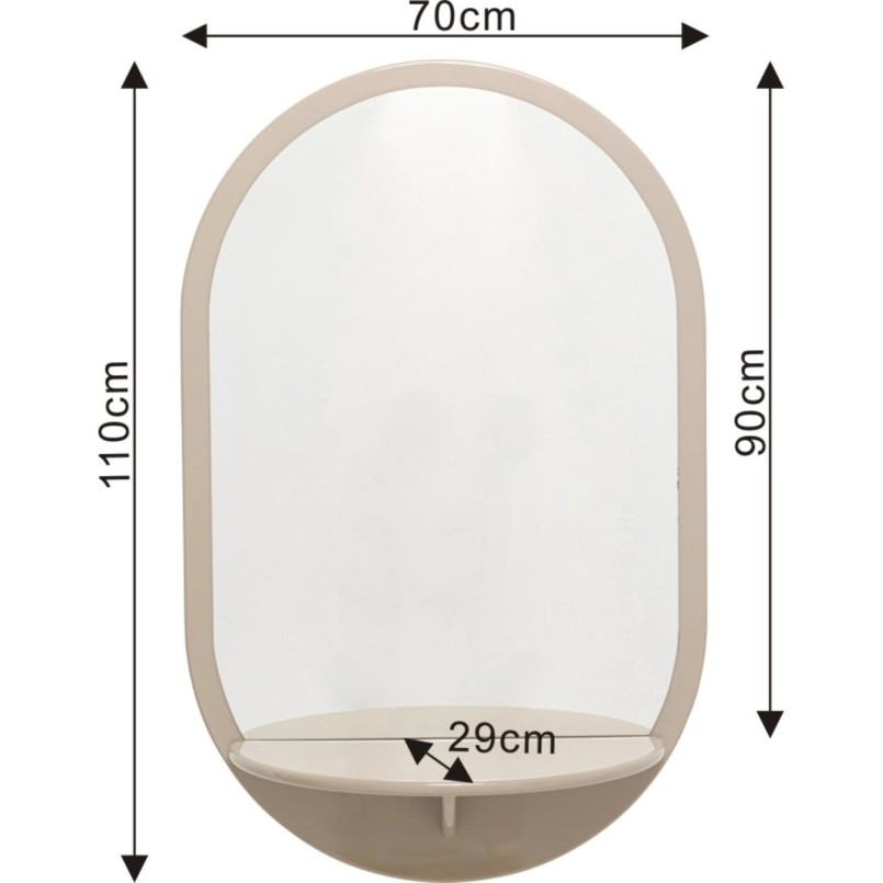 Miroir mural Groove taupe 70x110cm