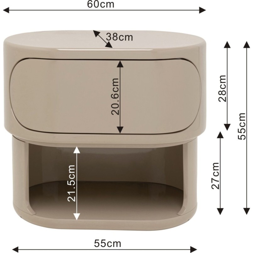 Petite commode  Groove taupe 60x55cm