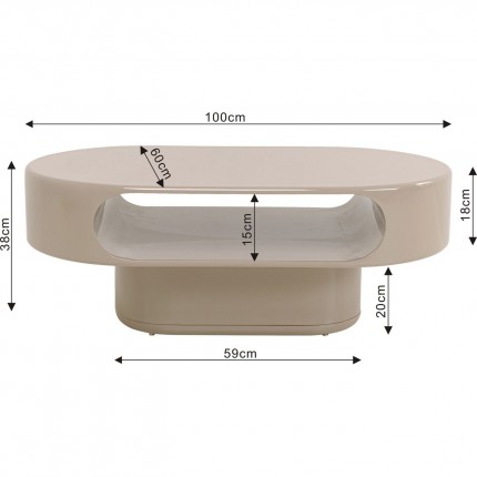 Salontafel Groove taupe 100x60cm Kare Design