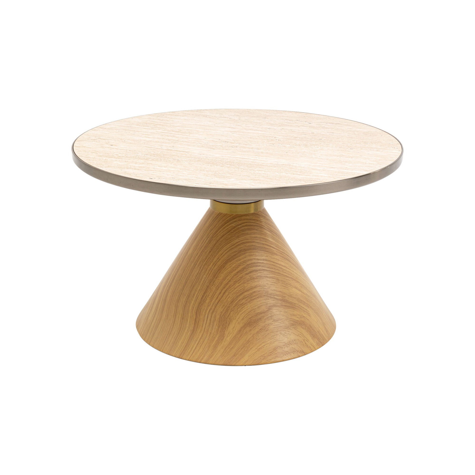 Table basse Cono chêne-travertin Ø70cm