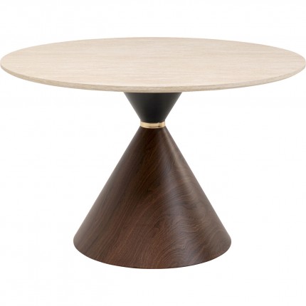 Eettafel Cono Travertino Ø120cm walnoot Kare Design