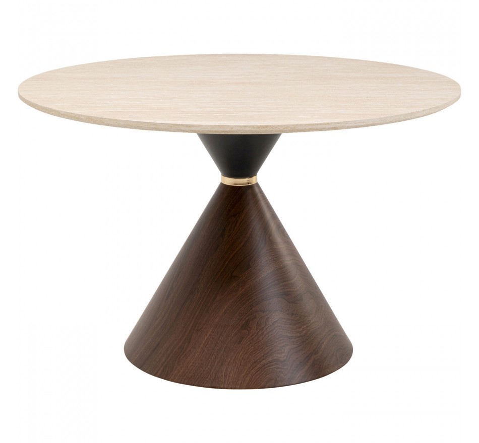 Table Cono Travertino Ø120cm walnut Kare Design
