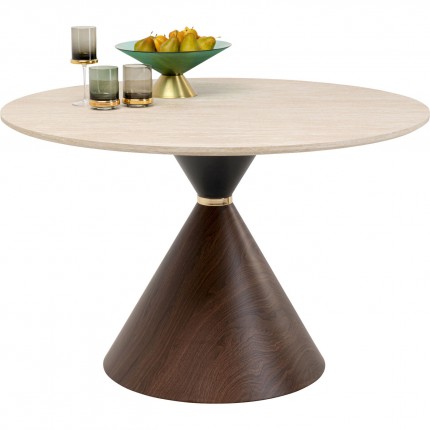 Table Cono Travertino Ø120cm walnut Kare Design