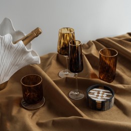 Brown glass champagne flutes - Caramel - Kare Design