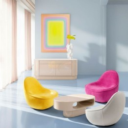 Fauteuil pivotant Ovo crème 99cm