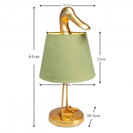 Tafellamp eend goud en groen Kare Design