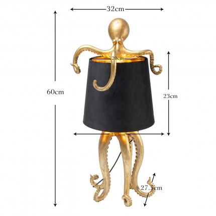Tafellamp octopus goud en zwart 60cm Kare Design