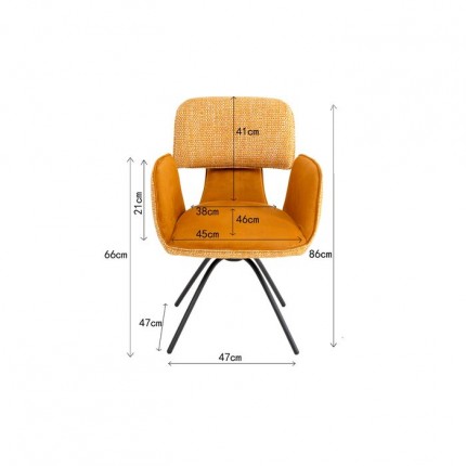 Draaistoel met armleuningen Helli oker Kare Design