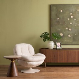 Side Table Cono Travertino Ø50cm walnut Kare Design